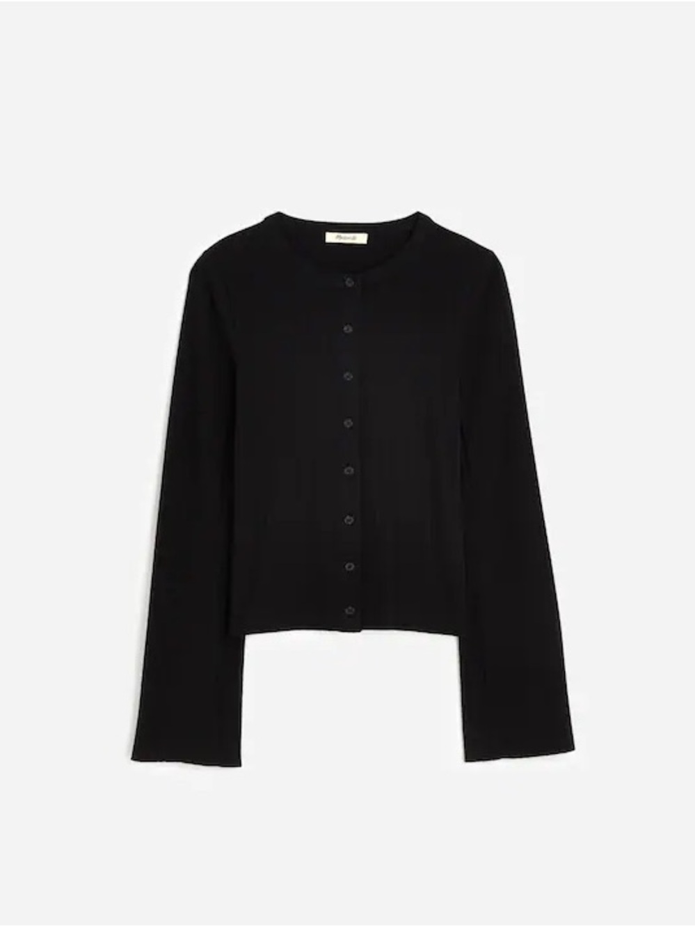 Madewell Black Ribbed Button Front Cardigan